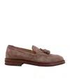Brunello Cucinelli Tassel Detail Suede Loafers With Stacked Heel In Brown