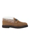 Brunello Cucinelli Monili Trim Genuine Shearling Lined Loafer In Brown