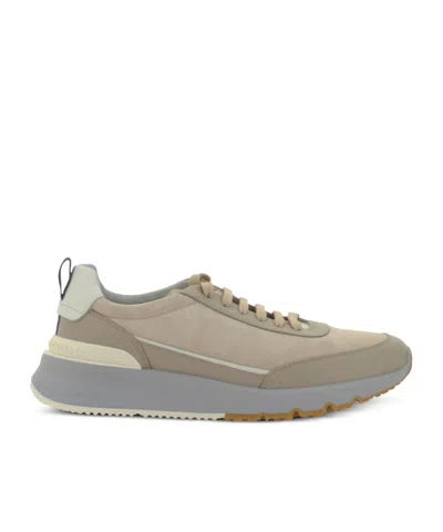 Brunello Cucinelli Leather Sneakers In Beige