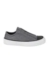 Brunello Cucinelli Round Toe Low Top Sneakers In Gray