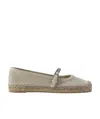 Brunello Cucinelli Bead-embellished Suede Mary Jane Espadrille Flats In Nude