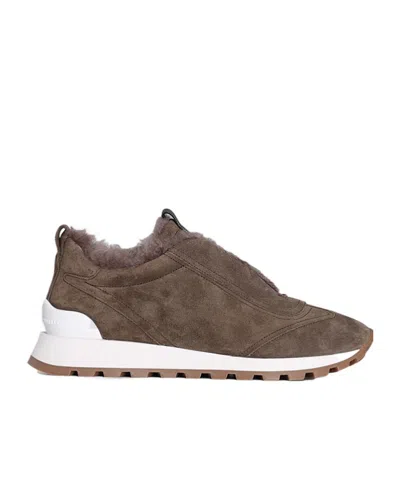 Brunello Cucinelli Round Toe Sneakers In Brown