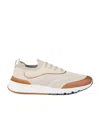 Brunello Cucinelli Canvas Sneakers With Contrasting Toe Cap In Brown
