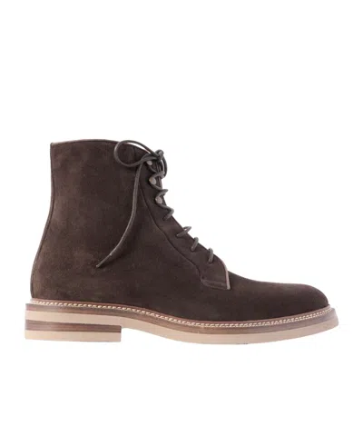 Brunello Cucinelli Round-toed Ankle Boots In Brown