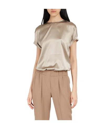 Brunello Cucinelli Round-neck Blouse In Gold
