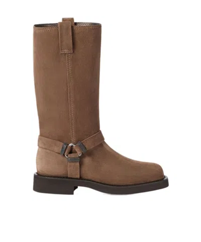 Brunello Cucinelli Round-toe Boots In Neutral