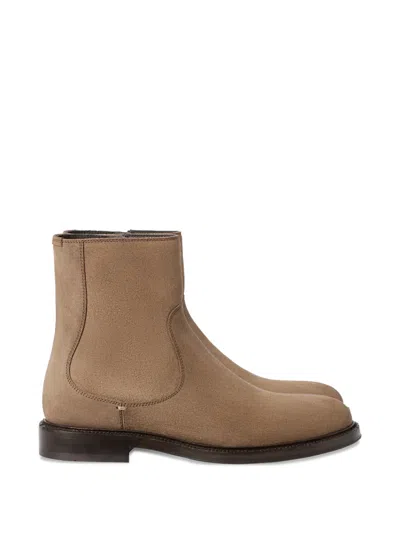 Brunello Cucinelli Round-toe Boots In Neutral