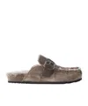 Brunello Cucinelli Buckled Shearling Mules In Multi