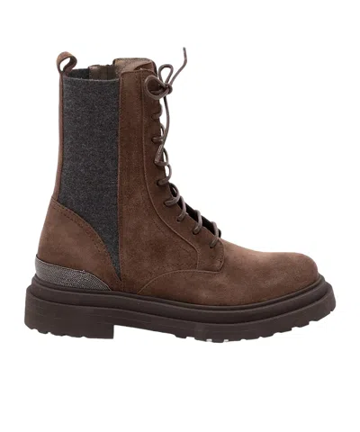 Brunello Cucinelli Round-toe Short Boots In Brown