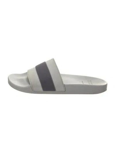 Pre-owned Brunello Cucinelli Rubber Colorblock Pattern Slides In Silver