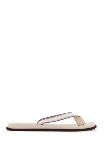 Brunello Cucinelli Rubber Flip-flop Slides In Neutro