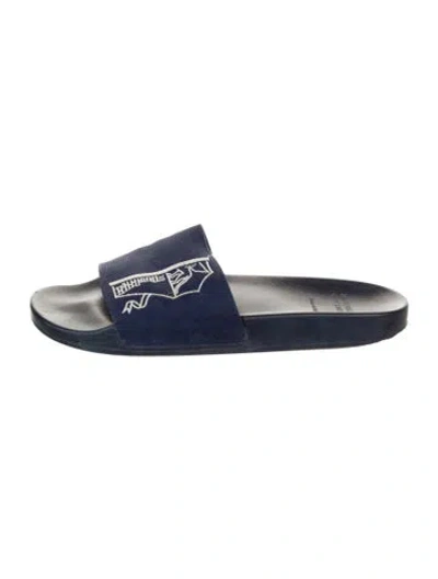 Pre-owned Brunello Cucinelli Rubber Graphic Print Slides In Blue
