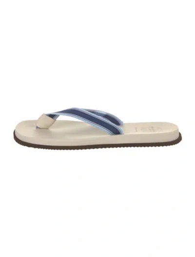 Pre-owned Brunello Cucinelli Rubber Grosgrain Trim Flip Flops In Blue