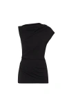 Brunello Cucinelli Ruched T-shirt With Monili In Black
