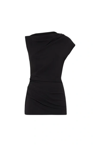Brunello Cucinelli Ruched T-shirt With Monili In Black