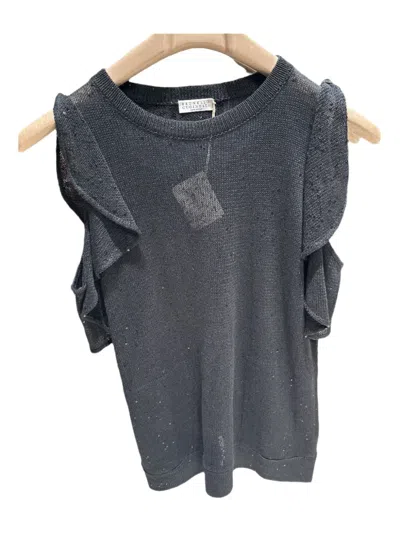 Brunello Cucinelli Ruffled-detail Top In Gray