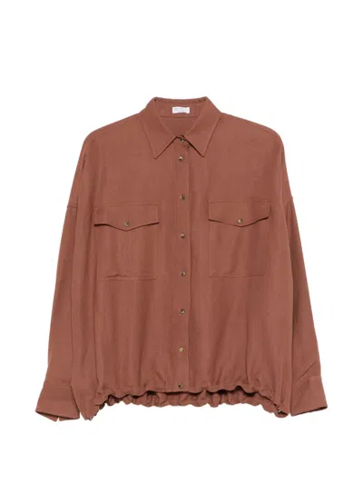 Brunello Cucinelli Ruffled Top In Brown