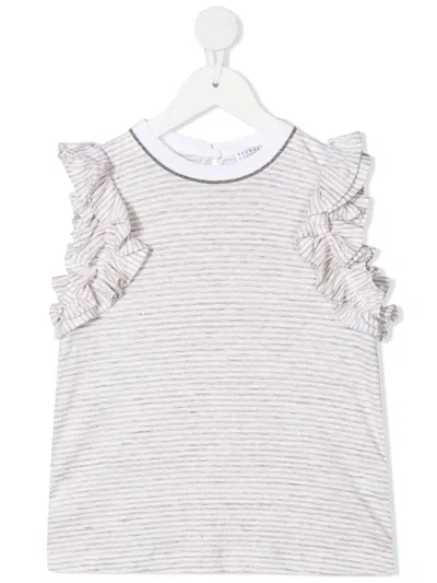 Brunello Cucinelli Kids' Ruffled-trim Cotton Vest In Neutrals