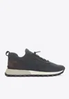 Brunello Cucinelli Bead-embellished Suede-trimmed Wool-blend Sneakers In Multi