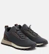 Brunello Cucinelli Runner Suede-trimmed Sneakers In Black