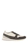 Brunello Cucinelli Runners In Calfskin And Washed Suede In Multi