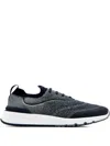 Brunello Cucinelli Runners In Techno Cotton Knit With Termonastrature Shoes In Blue