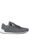 Brunello Cucinelli Women Low-top Wool Flannel Sneakers With Leather Profiles In Gray