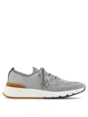 Brunello Cucinelli Mens Brand-embossed Knitted Low-top Trainers Pale G In Chambrai Latte Calcite
