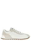 Brunello Cucinelli Embellished Suede-trimmed Stretch-knit Sneakers