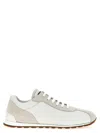 Brunello Cucinelli Embellished Suede-trimmed Stretch-knit Sneakers