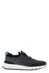 Brunello Cucinelli Men Low-top Cotton Knit Sneakers In Blue