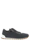 Brunello Cucinelli Women Low-top Wool Flannel Sneakers With Leather Profiles In Gray