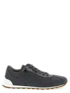 Brunello Cucinelli Women Low-top Wool Flannel Sneakers With Leather Profiles In Gray