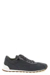 Brunello Cucinelli Women Low-top Wool Flannel Sneakers With Leather Profiles In Blue