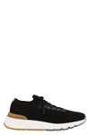 Brunello Cucinelli Gros Grain Logo Blue Sneakers In Black