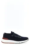 Brunello Cucinelli Gros Grain Logo Blue Sneakers In Blue