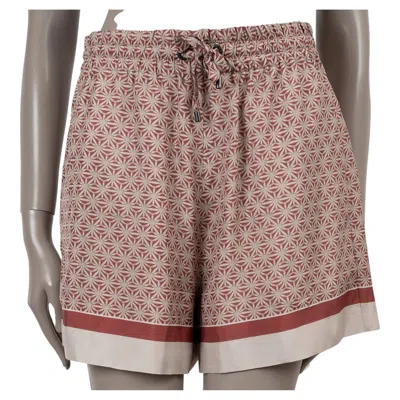 Pre-owned Brunello Cucinelli Rust Red Silk 2023 Floral Mini Shorts Pants 40 S
