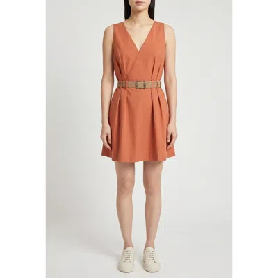 Brunello Cucinelli Rust Sleeveless Belted Dress In ["orange"]