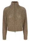 Brunello Cucinelli Rustic Dazzling Net Sweaters And Cardigans Beige