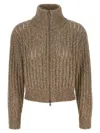 Brunello Cucinelli Rustic Dazzling Net Sweaters And Cardigans Beige