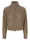 Brunello Cucinelli Rustic Dazzling Net Sweaters And Cardigans Beige