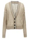 Brunello Cucinelli Beige Rustic Dazzling Net Cardigan In Beige