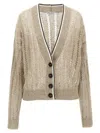 Brunello Cucinelli Plunging V-neck Sweater With Sequin Embellishments In Beige