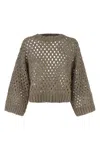 Brunello Cucinelli Rustic Dazzling Net Sweaters And Cardigans Gray In Brown