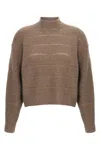 Brunello Cucinelli Rustic Dazzling Net Sweaters And Cardigans Brown