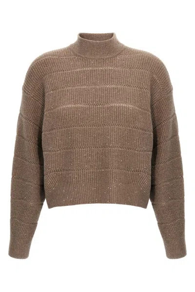BRUNELLO CUCINELLI 'RUSTIC DAZZLING NET' CROPPED SWEATER