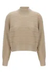Brunello Cucinelli Rustic Dazzling Net Sweaters And Cardigans Beige