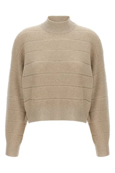 BRUNELLO CUCINELLI BRUNELLO CUCINELLI 'RUSTIC DAZZLING NET' CROPPED SWEATER
