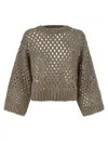 Brunello Cucinelli Rustic Dazzling Net Sweaters And Cardigans Gray In Brown