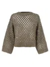 Brunello Cucinelli Rustic Dazzling Net Sweaters And Cardigans Gray In Brown